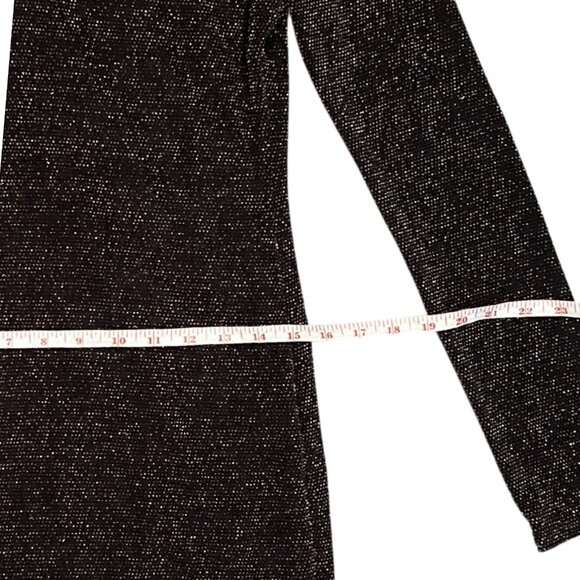 Forever 21 Black Metallic Shimmer Bodycon Mini Dress Size L V-Neck Party Glam - Picture 8 of 14